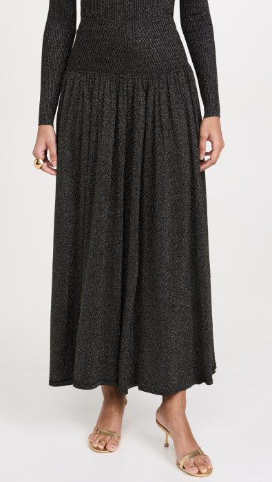Zimmermann Crush Metallic Flare Skirt