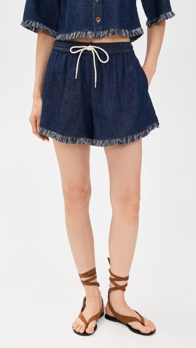 Zimmermann Rhiannon Fringe Denim Shorts