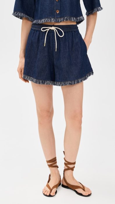 Zimmermann Rhiannon Fringe Denim Shorts